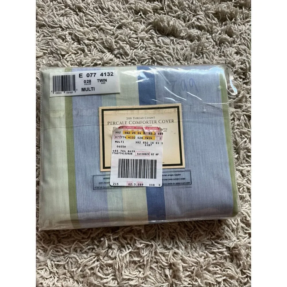 NEW Vintage EDDIE BAUER Twin Percale Comforter Cover Multi Striped